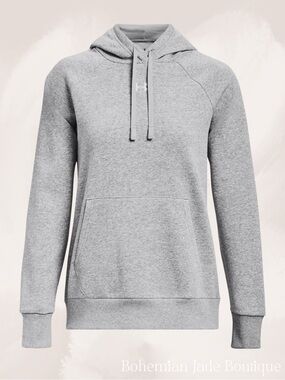 Under Armour Women’s Medium Gray Fleece Pullover Hoodie Logo Sweatshirt